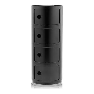 Kartell Componibili, 4 prvky, černá, kulatá základna Kartell Componibili, 4 prvky, černá, kulatá základna