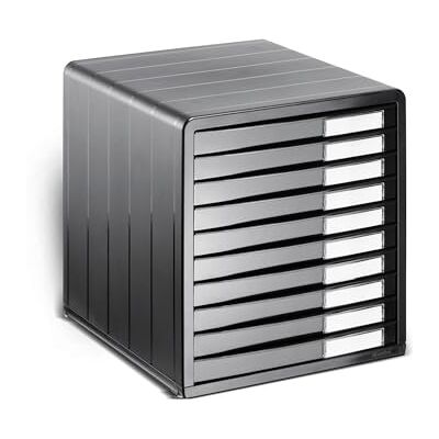 Rotho Timeless box se zásuvkami / kancelářský box s 10 zásuvkami, plast (PS) bez BPA, antracit, (34,5 x 29,0 x 32,0 cm), šedý Rotho Timeless box se zásuvkami / kancelářský box s 10 zásuvkami, plast (PS) bez BPA, antracit, (34,5 x 29,0 x 32,0 cm), šedý