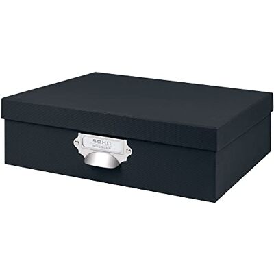 Rössler SOHO úložný box s víkem A4 úložný box z papíru koupelnový organizér organizér kuchyně organizér na líčení ukládání boxů 34 x 26 x 10 cm 1 kus barva: Černá Rössler SOHO úložný box s víkem A4 úložný box z papíru koupelnový organizér organizér kuchyně organizér na líčení ukládání boxů 34 x 26 x 10 cm 1 kus barva: Černá