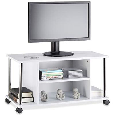Relaxdays Televizní stolek bílý, spodní skříňka pod TV se 4 kolečky, pojízdná televizní skříňka, MDF, V x Š x H: 41,5 x 80 x 40 cm, bílá Relaxdays Televizní stolek bílý, spodní skříňka pod TV se 4 kolečky, pojízdná televizní skříňka, MDF, V x Š x H: 41,5 x 80 x 40 cm, bílá