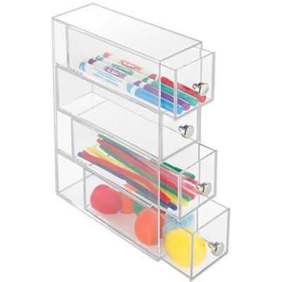 InterDesign Organizér na make-up iDesign se 4 zásuvkami, úzká věž z umělé hmoty, horizontální a vertikálně použitelný box se zásuvkami pro líčení, průhledný InterDesign Organizér na make-up iDesign se 4 zásuvkami, úzká věž z umělé hmoty, horizontální a vertikálně použitelný box se zásuvkami pro líčení, průhledný