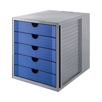 HAN Zásuvkový box SYSTEMBOX KARMA min. 80 % recyklovaný plast s 5 uzavřenými zásuvkami, psací stůl, skříňka, vč. blokování výsuvu + svorky na popisování, gumové nohy, 14508-16, světle šedá/modrá HAN Zásuvkový box SYSTEMBOX KARMA min. 80 % recyklovaný plast s 5 uzavřenými zásuvkami, psací stůl, skříňka, vč. blokování výsuvu + svorky na popisování, gumové nohy, 14508-16, světle šedá/modrá