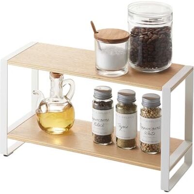 YAMAZAKI 7816 Tosca 2Tiered Kitchen Rack, bílý, Steel/Wood, 33 x 12 x 19 cm YAMAZAKI 7816 Tosca 2Tiered Kitchen Rack, bílý, Steel/Wood, 33 x 12 x 19 cm