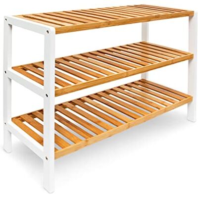 Relaxdays botník z bambusu V נŠ נH: cca 54,5 נ70 נ24,5 cm skříňka na boty se 3 odkládacími plochami, botník pro 12 párů bot jako stojan na boty a úschovu bot ze dřeva, stabilní regál, přírodní a bílý Relaxdays botník z bambusu V נŠ נH: cca 54,5 נ70 נ24,5 cm skříňka na boty se 3 odkládacími plochami, botník pro 12 párů bot jako stojan na boty a úschovu bot ze dřeva, stabilní regál, přírodní a bílý