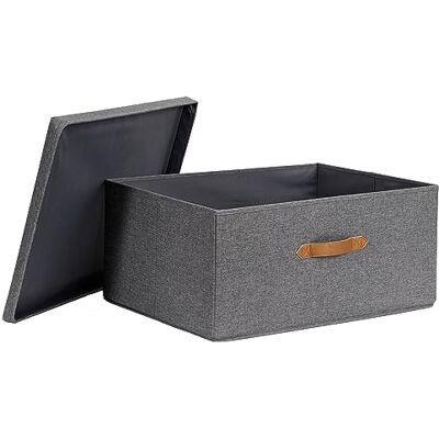 LOVE !T STORE !T LOVE IT STORE IT Premium úložný box s víkem – box z lněné látky – velký a stabilní box – šedý – 54 x 40 x 25 cm LOVE !T STORE !T LOVE IT STORE IT Premium úložný box s víkem – box z lněné látky – velký a stabilní box – šedý – 54 x 40 x 25 cm