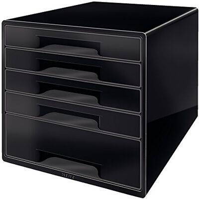 Leitz Box se zásuvkami CUBE s 5 zásuvkami, vč. průhledné zásuvkové vložky, pro uložení dokumentů a potřeb A4, černý, 52531095 Leitz Box se zásuvkami CUBE s 5 zásuvkami, vč. průhledné zásuvkové vložky, pro uložení dokumentů a potřeb A4, černý, 52531095