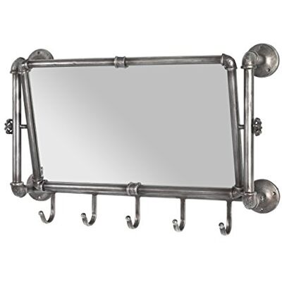 HAKU Nástěnný věšák antracit, kov, zrcadlo rozměry: Š 75 cm x V 45 cm x H 16 cm, styl: Industrial HAKU Nástěnný věšák antracit, kov, zrcadlo rozměry: Š 75 cm x V 45 cm x H 16 cm, styl: Industrial