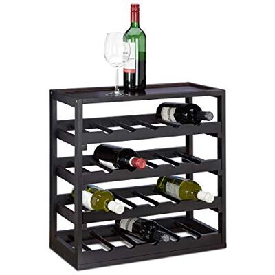 Relaxdays Weinregal aus Holz H x B x T: ca. 52 x 52 x 25 cm robustes Flaschenregal für Wein Weinflaschenregal in edlem schwarz Weinflaschenhalter mit 4 Ebenen für 20 Flaschen Flaschenhalter, schwarz Relaxdays Weinregal aus Holz H x B x T: ca. 52 x 52 x 25 cm robustes Flaschenregal für Wein Weinflaschenregal in edlem schwarz Weinflaschenhalter mit 4 Ebenen für 20 Flaschen Flaschenhalter, schwarz