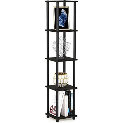 Furinno Čtyřhranný regál s 5 úrovněmi, víceúčelový regál, dřevo, espresso/černý, 29,46 x 29,46 x 146,56 cm, kulaté trubky Furinno Čtyřhranný regál s 5 úrovněmi, víceúčelový regál, dřevo, espresso/černý, 29,46 x 29,46 x 146,56 cm, kulaté trubky