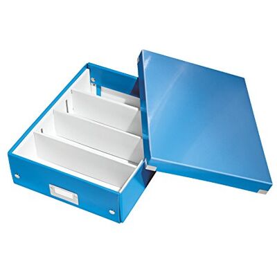 Leitz Click & Store Aufbewahrungsbox mit Deckel Mittel-Groß, Box mit Trennwänden für Zubehör im Büro oder Utensilien im Haushalt, Transportbox aus 85 % recycelter Premium-Hartpappe, Blau, 60580036 Leitz Click & Store Aufbewahrungsbox mit Deckel Mittel-Groß, Box mit Trennwänden für Zubehör im Büro oder Utensilien im Haushalt, Transportbox aus 85 % recycelter Premium-Hartpappe, Blau, 60580036