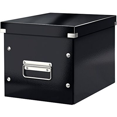 Leitz Úložný box Click & Store s víkem středně velký, box na kostky pro regály v obývacím pokoji nebo kanceláři, přepravní box z 80 % recyklované prémiové tvrdé lepenky, stabilní kovové rukojeti, Leitz Úložný box Click & Store s víkem středně velký, box na kostky pro regály v obývacím pokoji nebo kanceláři, přepravní box z 80 % recyklované prémiové tvrdé lepenky, stabilní kovové rukojeti,