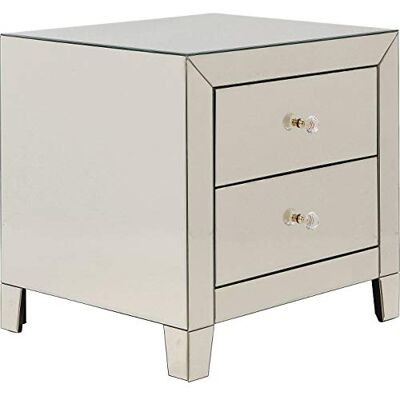 Kare Designová komoda, malá luxusní, zrcadlová, noční stolek se 2 zásuvkami, ložnice, ušlechtilé skleněné rukojeti, 50 x 49 x 41 cm (v/š/h) Kare Designová komoda, malá luxusní, zrcadlová, noční stolek se 2 zásuvkami, ložnice, ušlechtilé skleněné rukojeti, 50 x 49 x 41 cm (v/š/h)