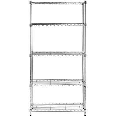 Amazon Basics Úložná jednotka s 5 policemi, výškově nastavitelnými vkládacími policemi a nivelačními nohami, maximální hmotnost 680 kg, chrom, 36 D x 91 W x 183 V cm Amazon Basics Úložná jednotka s 5 policemi, výškově nastavitelnými vkládacími policemi a nivelačními nohami, maximální hmotnost 680 kg, chrom, 36 D x 91 W x 183 V cm