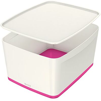 Leitz MyBox, úložný box s víkem, velký, neprůhledný, bílá/růžová metalíza, plast, 52164023 Leitz MyBox, úložný box s víkem, velký, neprůhledný, bílá/růžová metalíza, plast, 52164023