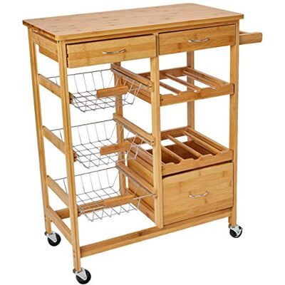 Zeller 13775 vozíček do kuchyně na kolečkách s bambusovým vrškem 66 × 38 × 84 cm, bambus Zeller 13775 vozíček do kuchyně na kolečkách s bambusovým vrškem 66 × 38 × 84 cm, bambus
