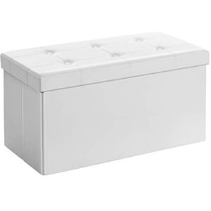 SONGMICS 76 cm Sitzbank mit Stauraum, Sitztruhe, Aufbewahrungsbox, Fußhocker, faltbar, gepolstert, Bezug aus Kunstleder, bis 300 kg belastbar, klassikweiß LSF106, Weiß SONGMICS 76 cm Sitzbank mit Stauraum, Sitztruhe, Aufbewahrungsbox, Fußhocker, faltbar, gepolstert, Bezug aus Kunstleder, bis 300 kg belastbar, klassikweiß LSF106, Weiß