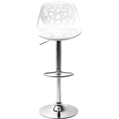 Kare Design barová stolička ornament, moderní, masivní designová židle s opěradlem, výškově nastavitelná, matná bílá stříbrná, chrom, 50 x 44,5 x 85 cm (v/š/h) Kare Design barová stolička ornament, moderní, masivní designová židle s opěradlem, výškově nastavitelná, matná bílá stříbrná, chrom, 50 x 44,5 x 85 cm (v/š/h)