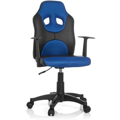 hjh OFFICE 670800 Dětská otočná židle Kid Game AL umělá kůže černá/modrá výškově nastavitelná dětská židle k psacímu stolu s loketními opěrkami hjh OFFICE 670800 Dětská otočná židle Kid Game AL umělá kůže černá/modrá výškově nastavitelná dětská židle k psacímu stolu s loketními opěrkami