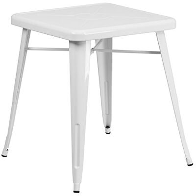 Flash Furniture Flash Möbel quadratisch Indoor-Outdoor Tisch, Metall, weiß, 64.77 X 63,5 x 15,24 cm Flash Furniture Flash Möbel quadratisch Indoor-Outdoor Tisch, Metall, weiß, 64.77 X 63,5 x 15,24 cm