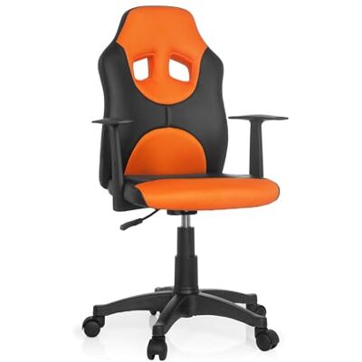 hjh OFFICE 670810 Dětská otočná židle Kid Game AL umělá kůže černá/oranžová výškově nastavitelná dětská židle k psacímu stolu s loketními opěrkami hjh OFFICE 670810 Dětská otočná židle Kid Game AL umělá kůže černá/oranžová výškově nastavitelná dětská židle k psacímu stolu s loketními opěrkami