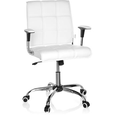 hjh OFFICE 719010 Home-Office židle Ernesto umělá kůže bílá/chrom moderní otočná židle v retro vzhledu hjh OFFICE 719010 Home-Office židle Ernesto umělá kůže bílá/chrom moderní otočná židle v retro vzhledu