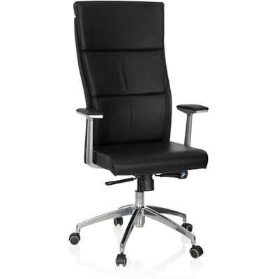 hjh OFFICE 600400 Manažerské křeslo Monza 20 kůže černá kancelářská židle polstrovaná, vysoká ergonomická opěrka zad hjh OFFICE 600400 Manažerské křeslo Monza 20 kůže černá kancelářská židle polstrovaná, vysoká ergonomická opěrka zad