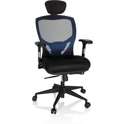 hjh OFFICE Ergonomická kancelářská židle Venus Base otočná židle & židle k psacímu stolu se síťovanými zády, látkové sedadlo, nastavitelné opěradlo a hloubka sedadla, modrá/černá hjh OFFICE Ergonomická kancelářská židle Venus Base otočná židle & židle k psacímu stolu se síťovanými zády, látkové sedadlo, nastavitelné opěradlo a hloubka sedadla, modrá/černá