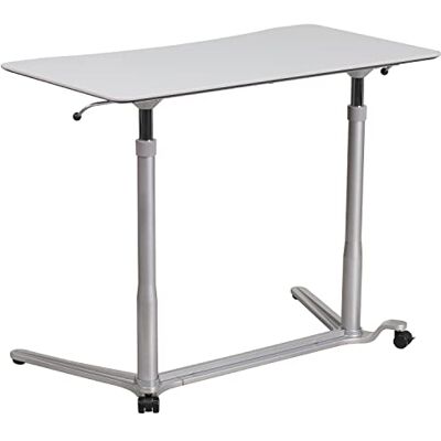 Flash Furniture Počítačový psací stůl k sezení a stání, ergonomický, kov, světle šedý, 1 kus Flash Furniture Počítačový psací stůl k sezení a stání, ergonomický, kov, světle šedý, 1 kus