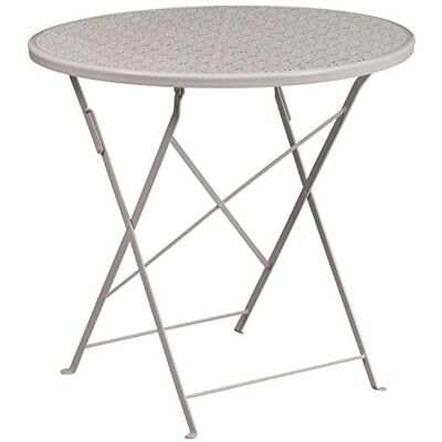 Flash Furniture Oia Klappbarer Terrassentisch aus Stahl, für drinnen und draußen, 76,2 cm, Hellgrau Flash Furniture Oia Klappbarer Terrassentisch aus Stahl, für drinnen und draußen, 76,2 cm, Hellgrau
