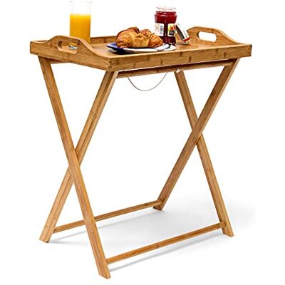 Relaxdays Podkládací stůl, bambus, v x š x h: 63,5 x 55 x 35 cm, sklopný servírovací stolek s podnosem, na snídani, přírodní Relaxdays Podkládací stůl, bambus, v x š x h: 63,5 x 55 x 35 cm, sklopný servírovací stolek s podnosem, na snídani, přírodní