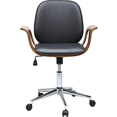 Kare Design otočná kancelářská židle Patron Walnut, černá/hnědá, výškově nastavitelná, polstrovaná, moderní židle k psacímu stolu, otočné křeslo z umělé kůže s područkami a kolečky, dřevo, 99 x 69 x Kare Design otočná kancelářská židle Patron Walnut, černá/hnědá, výškově nastavitelná, polstrovaná, moderní židle k psacímu stolu, otočné křeslo z umělé kůže s područkami a kolečky, dřevo, 99 x 69 x