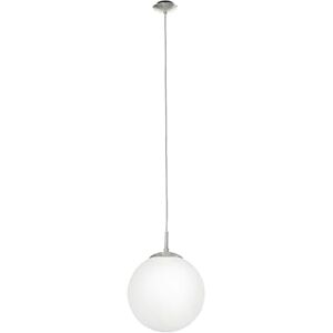 Eglo Závěsné svítidlo Rondo, lampa do jídelny s 1 žárovkou, závěsná lampa z kovu ve stříbrné barvě a skla v opálově matné bílé, objímka E27, Ø 25 cm Eglo Závěsné svítidlo Rondo, lampa do jídelny s 1 žárovkou, závěsná lampa z kovu ve stříbrné barvě a skla v opálově matné bílé, objímka E27, Ø 25 cm