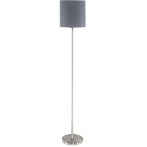 Eglo Stojací lampa Pasteri, 1 textilní stojací lampa, stojací lampa z oceli a látky, barva: nikl matný, šedá, objímka: E27, vč. nožního spínače Eglo Stojací lampa Pasteri, 1 textilní stojací lampa, stojací lampa z oceli a látky, barva: nikl matný, šedá, objímka: E27, vč. nožního spínače
