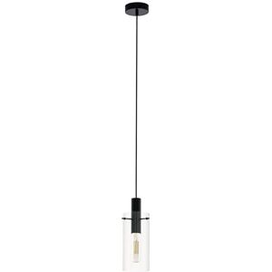 Eglo Závěsné svítidlo Montefino, závěsná lampa s 1 žárovkou, závěsná lampa z kovu v černé barvě a čiré sklo, lampa na jídelní stůl, lampa do obývacího pokoje, závěsná s objímkou E27 Eglo Závěsné svítidlo Montefino, závěsná lampa s 1 žárovkou, závěsná lampa z kovu v černé barvě a čiré sklo, lampa na jídelní stůl, lampa do obývacího pokoje, závěsná s objímkou E27