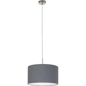 Eglo Závěsná lampa Pasteri, 1 plamenné textilní závěsné svítidlo, závěsné svítidlo z kovu stříbrné s stínidlem v šedé barvě, objímka E27, Ø 38 cm Eglo Závěsná lampa Pasteri, 1 plamenné textilní závěsné svítidlo, závěsné svítidlo z kovu stříbrné s stínidlem v šedé barvě, objímka E27, Ø 38 cm