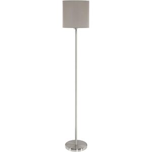 Eglo Stojací lampa Pasteri, 1 plamenná textilní stojací lampa, stojací lampa z oceli a látky, barva: matný nikl, šedohnědá, objímka: E27, vč. nožního spínače Eglo Stojací lampa Pasteri, 1 plamenná textilní stojací lampa, stojací lampa z oceli a látky, barva: matný nikl, šedohnědá, objímka: E27, vč. nožního spínače