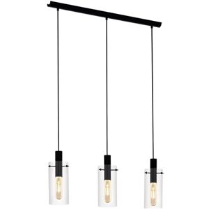 Eglo Závěsné svítidlo Montefino, závěsná lampa se 3 žárovkami, závěsná lampa z kovu v černé barvě a čiré sklo, lampa na jídelní stůl, lampa do obývacího pokoje, závěsná s objímkou E27 Eglo Závěsné svítidlo Montefino, závěsná lampa se 3 žárovkami, závěsná lampa z kovu v černé barvě a čiré sklo, lampa na jídelní stůl, lampa do obývacího pokoje, závěsná s objímkou E27
