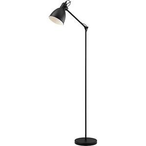 Eglo Stojací lampa Priddy, vintage stojací lampa v průmyslovém designu, retro lampička na čtení z kovu v černé a bílé, stojací svítidlo s objímkou E27 Eglo Stojací lampa Priddy, vintage stojací lampa v průmyslovém designu, retro lampička na čtení z kovu v černé a bílé, stojací svítidlo s objímkou E27