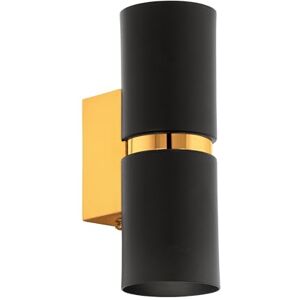 Eglo LED nástěnná lampa Passa, 2 světelné nástěnné svítidlo, nástěnné svítidlo uvnitř z kovu v černé a zlaté barvě, lampa do obývacího pokoje, lampa do chodby s Up and Down Light, kulaté, objímka GU10 Eglo LED nástěnná lampa Passa, 2 světelné nástěnné svítidlo, nástěnné svítidlo uvnitř z kovu v černé a zlaté barvě, lampa do obývacího pokoje, lampa do chodby s Up and Down Light, kulaté, objímka GU10