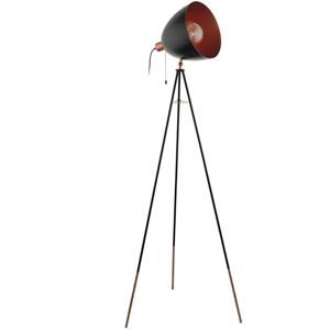 Eglo Stojací lampa Trojnožka Chester, 1 plamenná vintage stojací lampa, stojací lampa z oceli, barva: černá, měď, objímka: E27, vč. tažného spínače Eglo Stojací lampa Trojnožka Chester, 1 plamenná vintage stojací lampa, stojací lampa z oceli, barva: černá, měď, objímka: E27, vč. tažného spínače