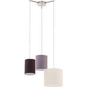 Eglo Závěsné svítidlo Tombolo, závěsná lampa se 3 žárovkami, závěsné svítidlo z oceli a textilu v nikl-matném provedení, krémová, šedohnědá, hnědá, lampa na jídelní stůl, lampa do obývacího pokoje s Eglo Závěsné svítidlo Tombolo, závěsná lampa se 3 žárovkami, závěsné svítidlo z oceli a textilu v nikl-matném provedení, krémová, šedohnědá, hnědá, lampa na jídelní stůl, lampa do obývacího pokoje s