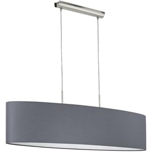 Eglo Závěsná lampa Pasteri, 2 plamenné textilní závěsné svítidlo, závěsné svítidlo oválné z oceli a látky, barva: matný nikl, šedá, objímka: E27, délka: 100 cm Eglo Závěsná lampa Pasteri, 2 plamenné textilní závěsné svítidlo, závěsné svítidlo oválné z oceli a látky, barva: matný nikl, šedá, objímka: E27, délka: 100 cm