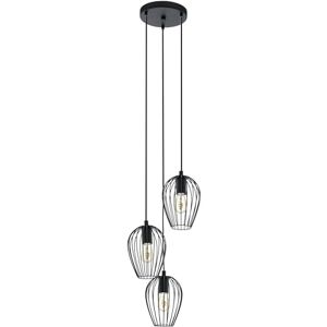 Eglo Závěsná lampa Newtown, 3 žárovky vintage závěsné svítidlo, retro závěsná lampa z oceli, černá, objímka: E27, Ø 38 cm Eglo Závěsná lampa Newtown, 3 žárovky vintage závěsné svítidlo, retro závěsná lampa z oceli, černá, objímka: E27, Ø 38 cm