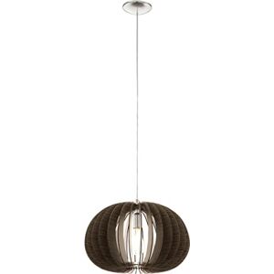 Eglo Závěsné svítidlo Cossano, závěsná lampa do jídelny, lampa do jídelny ze dřeva v hnědé, kov ve stříbrné barvě, objímka E27, výška 150 cm, Ø 45 cm Eglo Závěsné svítidlo Cossano, závěsná lampa do jídelny, lampa do jídelny ze dřeva v hnědé, kov ve stříbrné barvě, objímka E27, výška 150 cm, Ø 45 cm