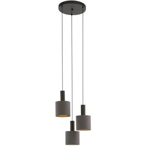 Eglo Závěsná lampa Concessa 1, 3 žárovky textilní závěsné svítidlo, závěsné svítidlo z oceli a látky, barva: tmavě hnědá, cappuccino, zlatá, objímka: E27 Eglo Závěsná lampa Concessa 1, 3 žárovky textilní závěsné svítidlo, závěsné svítidlo z oceli a látky, barva: tmavě hnědá, cappuccino, zlatá, objímka: E27