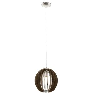 Eglo Závěsné svítidlo Cossano, 1 plamenná závěsná lampa vintage, závěsné svítidlo z oceli a dřeva v nikl-matném provedení, tmavě hnědá, lampa na jídelní stůl, lampa do obývacího pokoje závěsná s Eglo Závěsné svítidlo Cossano, 1 plamenná závěsná lampa vintage, závěsné svítidlo z oceli a dřeva v nikl-matném provedení, tmavě hnědá, lampa na jídelní stůl, lampa do obývacího pokoje závěsná s