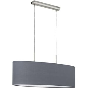 Eglo Závěsná lampa Pasteri, 1 plamenné textilní závěsné svítidlo, oválné závěsné svítidlo z kovu ve stříbrné barvě se stínidlem v šedé barvě, objímka E27, 75 cm Eglo Závěsná lampa Pasteri, 1 plamenné textilní závěsné svítidlo, oválné závěsné svítidlo z kovu ve stříbrné barvě se stínidlem v šedé barvě, objímka E27, 75 cm