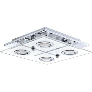 Eglo LED stropní svítidlo Cabo, stropní svítidlo se 4 žárovkami, stropní zářič z ušlechtilé oceli a satinovaného skla, lampa do obývacího pokoje v chromu, bílá, čirá, kuchyňská lampa, lampa do chodby Eglo LED stropní svítidlo Cabo, stropní svítidlo se 4 žárovkami, stropní zářič z ušlechtilé oceli a satinovaného skla, lampa do obývacího pokoje v chromu, bílá, čirá, kuchyňská lampa, lampa do chodby