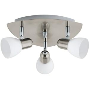 Eglo Stropní svítidlo Enea, stropní svítidlo se 3 žárovkami, stropní reflektor z kovu v matném niklu, satinované sklo v bílé barvě, lampa do obývacího pokoje, bodová světla s objímkou E14 Eglo Stropní svítidlo Enea, stropní svítidlo se 3 žárovkami, stropní reflektor z kovu v matném niklu, satinované sklo v bílé barvě, lampa do obývacího pokoje, bodová světla s objímkou E14