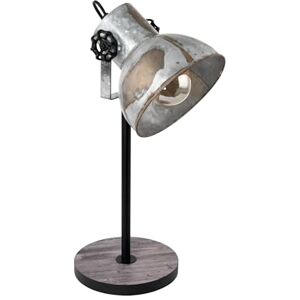 Eglo Stolní lampa Barnstaple, 1 stolní lampa ve vintage designu v industriálním designu, retro lampa na noční stolek z oceli se zinkovým použitým vzhledem, dřevo, rezavý vzhled, černá, objímka: E27, Eglo Stolní lampa Barnstaple, 1 stolní lampa ve vintage designu v industriálním designu, retro lampa na noční stolek z oceli se zinkovým použitým vzhledem, dřevo, rezavý vzhled, černá, objímka: E27,
